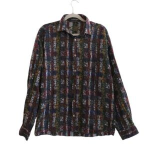 VINTAGE JHANE BARNES Abstract Checked Multicolor Button Down Shirt Men's Size M